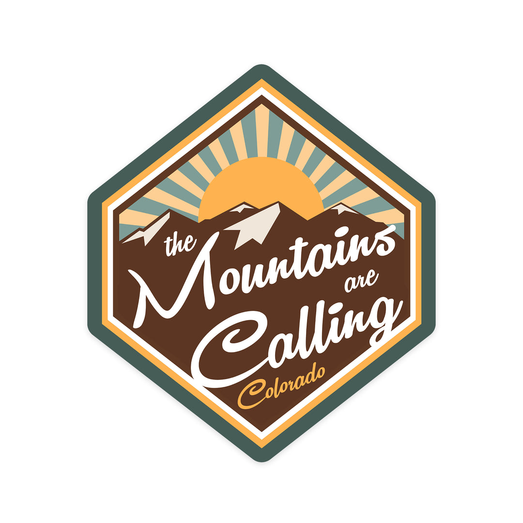 Colorado, Colorado, The Mountains are Calling, Contour, Lantern Press Artwork, Vinyl Sticker