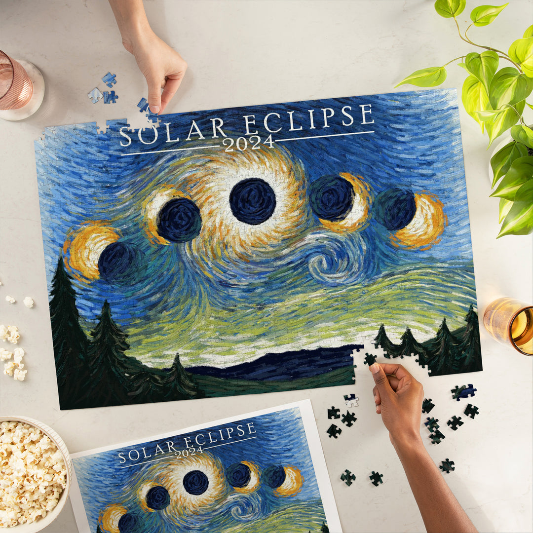 Solar Eclipse 2024, Starry Night, 1000 Piece Jigsaw Puzzle