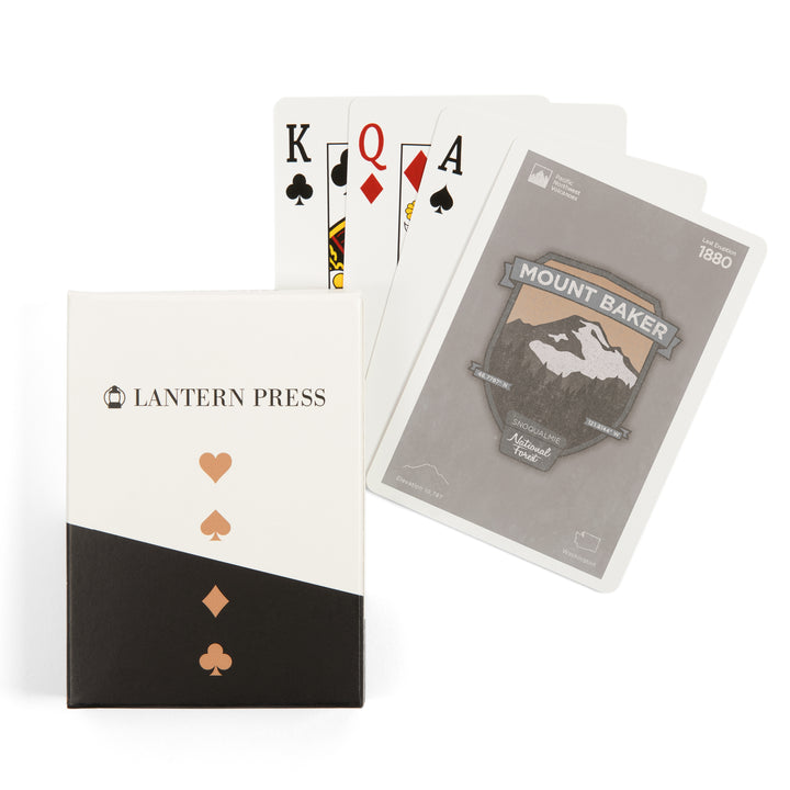 Playing Cards, Mount Baker, Washington, Pacific Northwest Volcanoes, 52 Card Deck with Jokers in Box, Unique Art