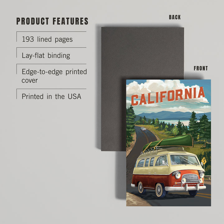 Lined 6x9 Journal, California, Painterly, Camper Van, Off To Roam, Lay Flat, 193 Pages, FSC paper