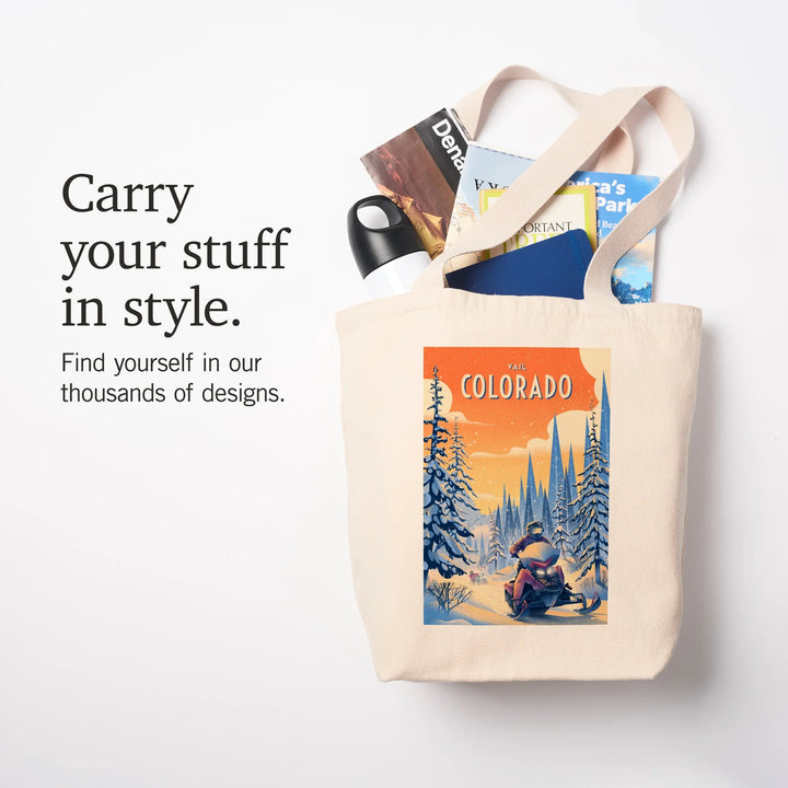 Vail, Colorado, Born to Braaap!, Snowmobile, Tote Bag