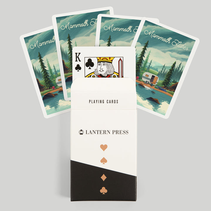 Playing Cards, Mammoth Lakes, California, At Home Anywhere, Camper in Evergreens, 52 Card Deck with Jokers in Box, Unique Art