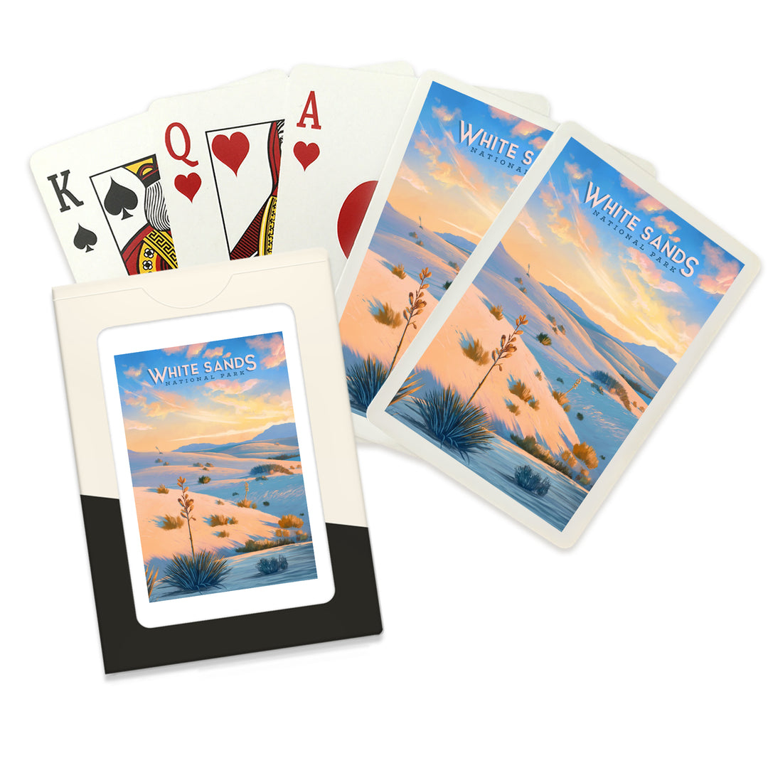 Playing Cards, White Sands National Park, New Mexico, Oil Painting, 52 Card Deck with Jokers in Box, Unique Art
