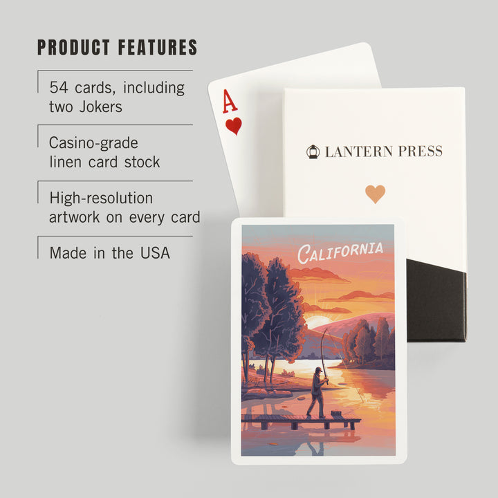 Playing Cards, California, This is Living, Fishing, 52 Card Deck with Jokers in Box, Unique Art