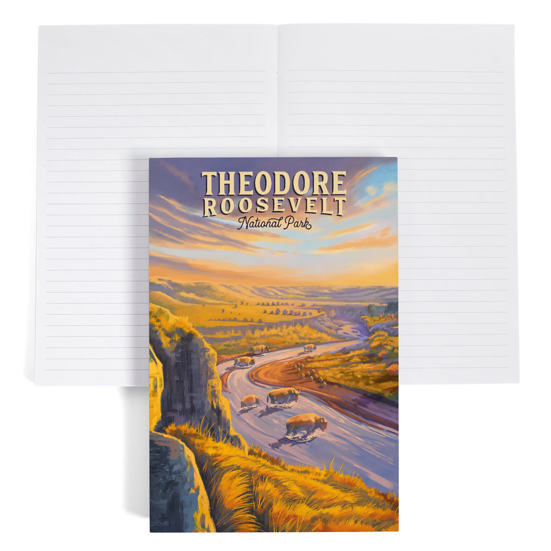 Lined 6x9 Journal, Theodore Roosevelt National Park, North Dakota, Oil Painting, Lay Flat, 193 Pages, FSC paper