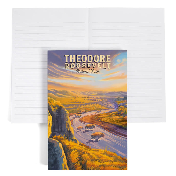 Lined 6x9 Journal, Theodore Roosevelt National Park, North Dakota, Oil Painting, Lay Flat, 193 Pages, FSC paper