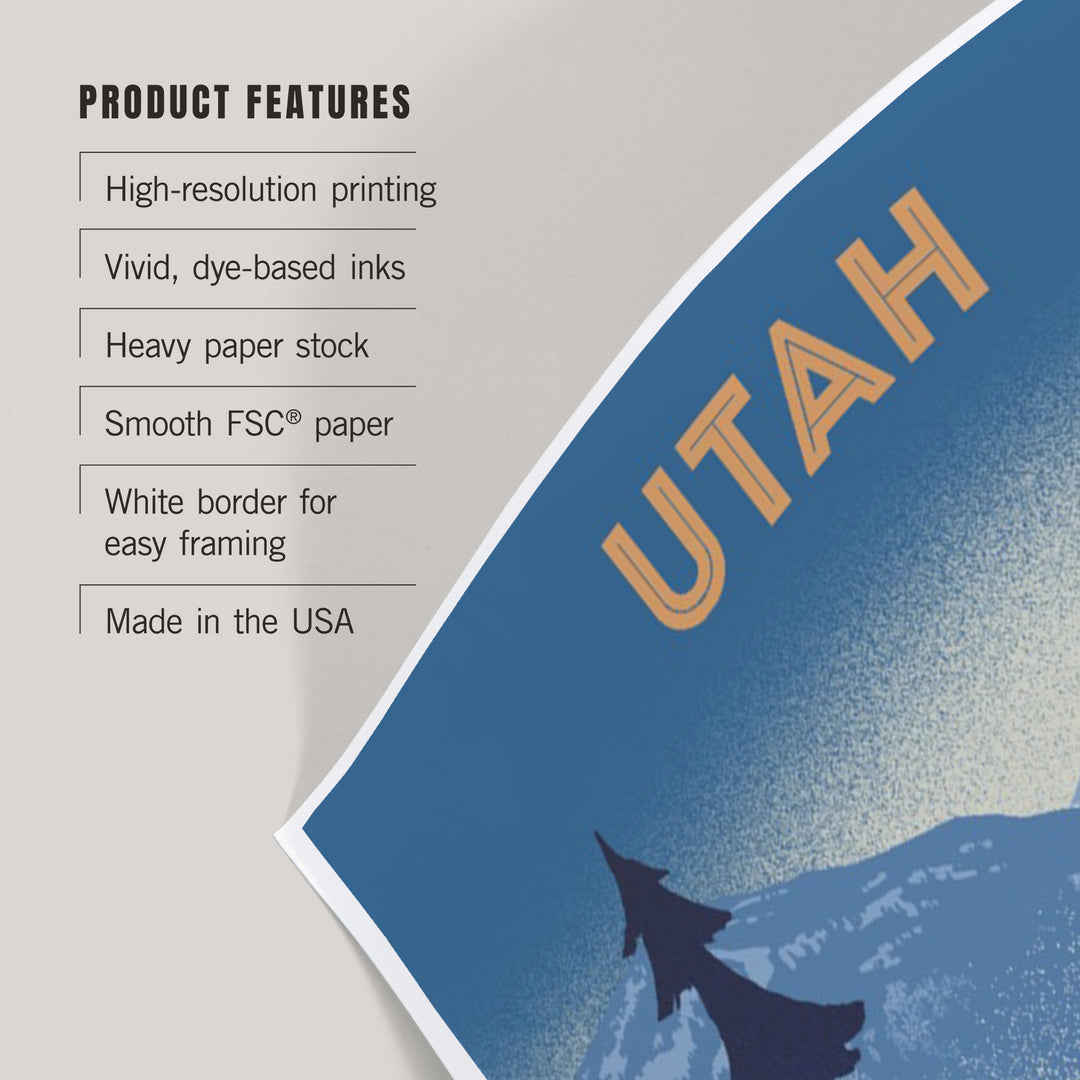 Utah, Lithograph, Elk and Mountains Scene, Art & Giclee Prints