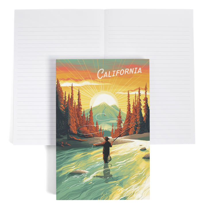 Lined 6x9 Journal, California This is Living Fishing Mountain, Lay Flat, 193 Pages, FSC paper