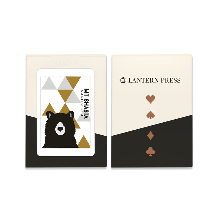 Playing Cards, Mt Shasta, California, Bear and Triangles, 52 Card Deck with Jokers in Box, Unique Art