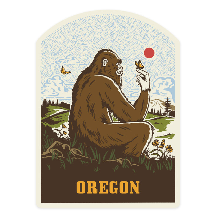Oregon, Vintage Linework, Bigfoot, Vinyl Sticker