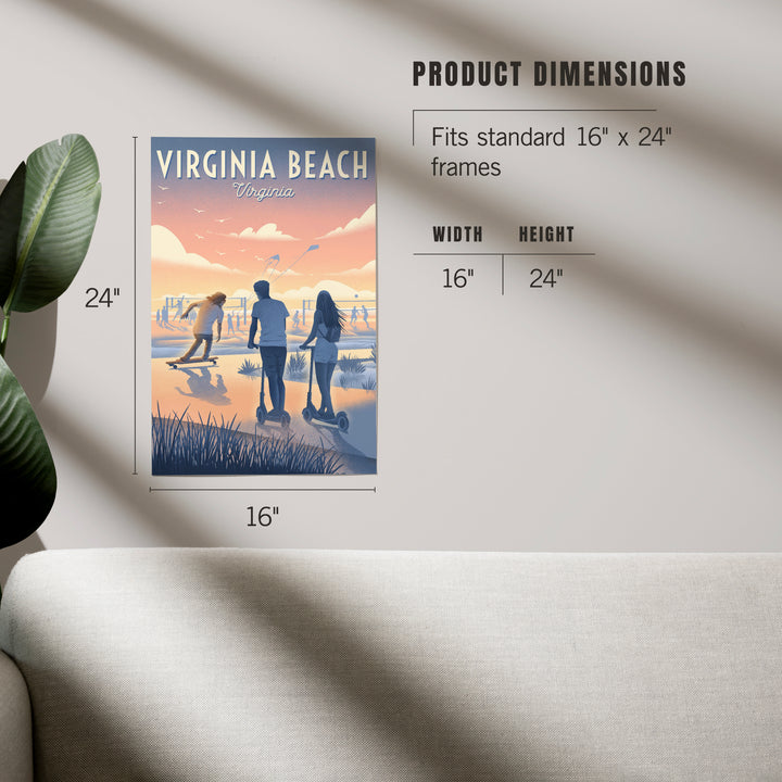 Virginia Beach, Virginia, Lithograph, Enjoy the Ride, Longboards and Scooters, Art & Giclee Prints