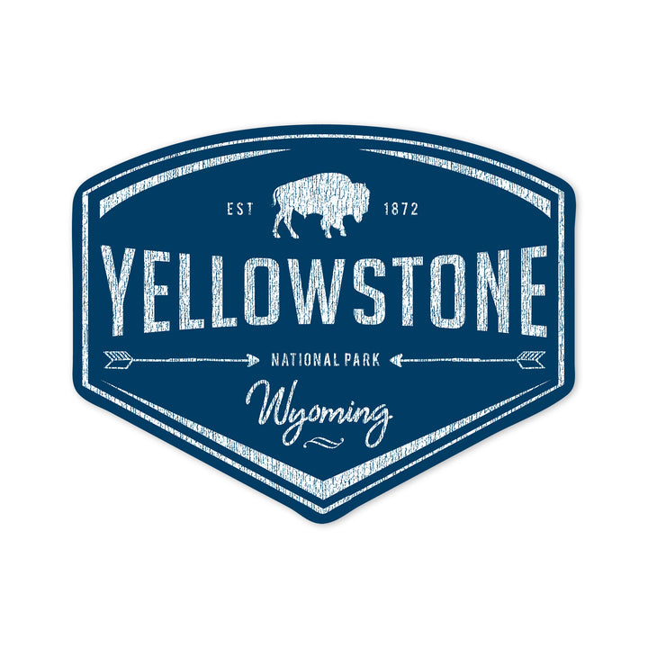 Yellowstone National Park, Wyoming, Navy Background, Contour, Vinyl Sticker