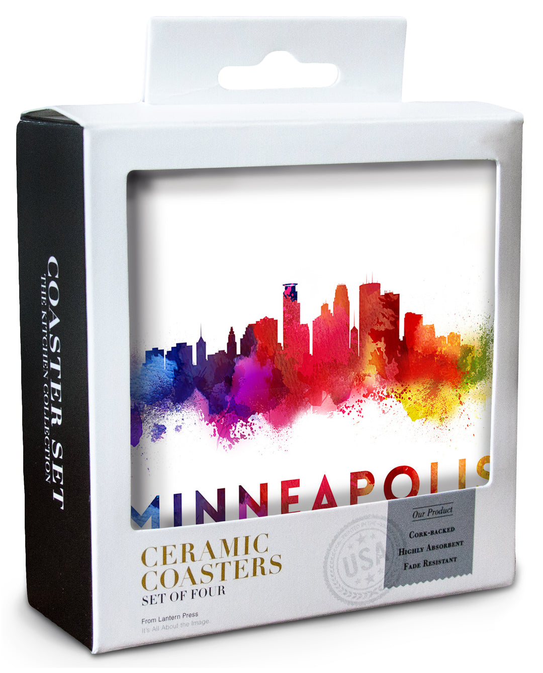 Minneapolis, Minnesota, Skyline Abstract, Coaster Set