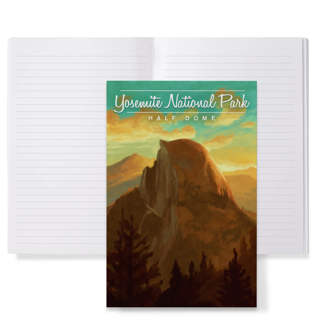 Lined 6x9 Journal, Yosemite National Park, California, Half Dome, Oil Painting, Lay Flat, 193 Pages, FSC paper