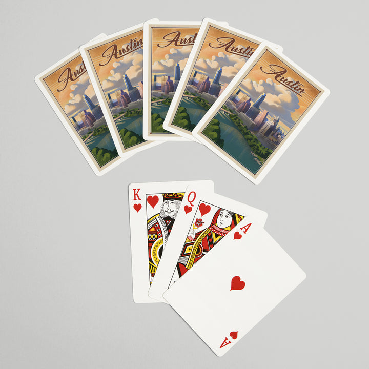 Playing Cards, Austin, Texas, Lithograph, City Series, 52 Card Deck with Jokers in Box, Unique Art