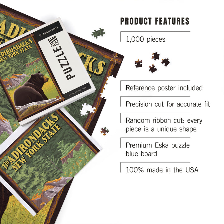 The Adirondacks, New York, Black Bear in Forest, Jigsaw Puzzle