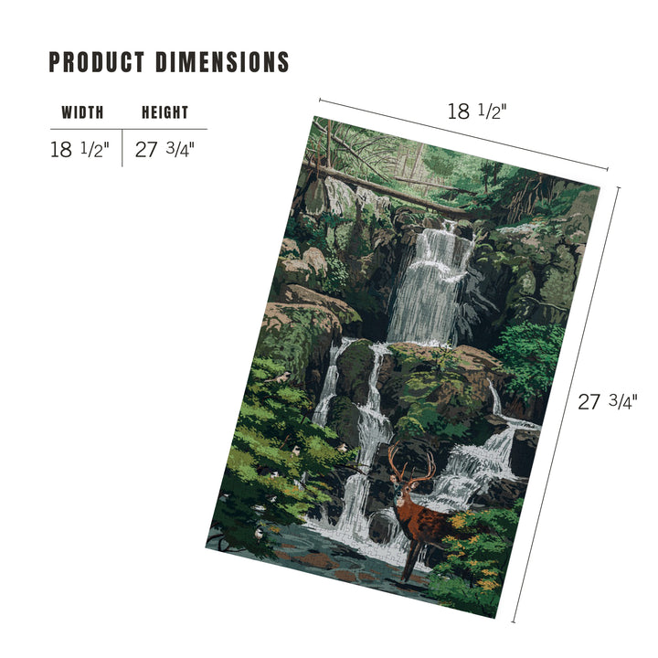 Deer and Waterfall, Painterly, 1000 Piece Jigsaw Puzzle