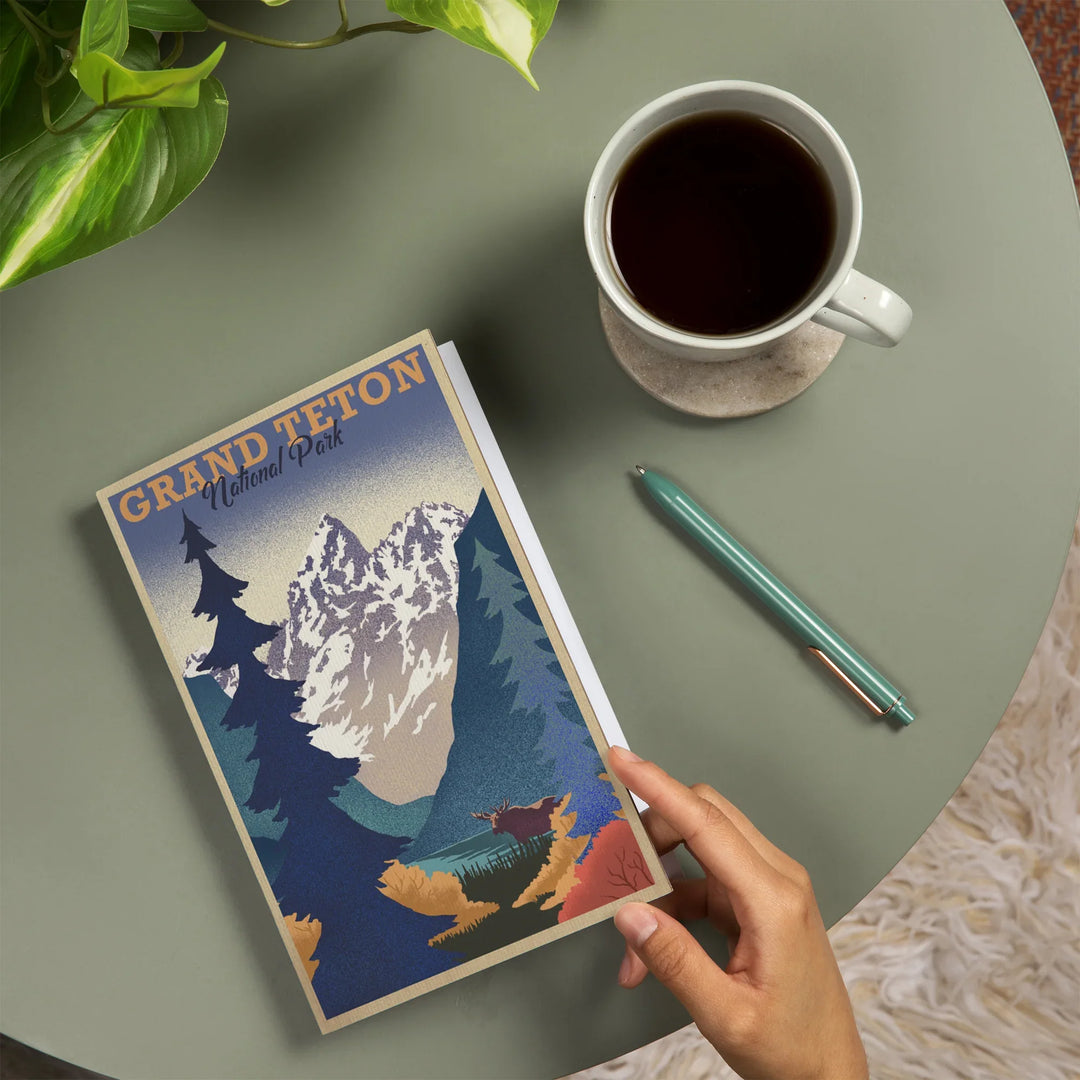 Lined 6x9 Journal, Grand Teton National Park, Wyoming, Lithograph, Lay Flat, 193 Pages, FSC paper