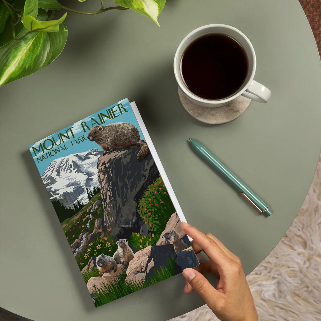 Lined 6x9 Journal, Mount Rainier National Park, Washington, Marmots, Lay Flat, 193 Pages, FSC paper