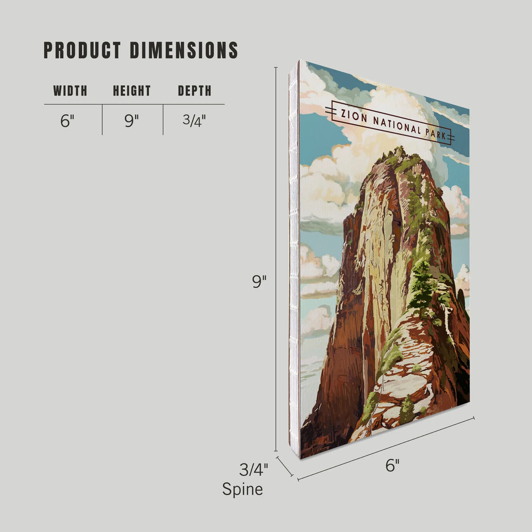 Lined 6x9 Journal, Zion National Park, Utah, Angels Landing, Modern Typography, Lay Flat, 193 Pages, FSC paper