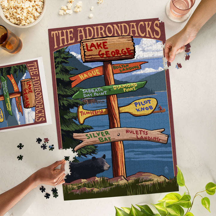 Lake George, New York, The Adirondacks, Destinations Sign, Jigsaw Puzzle