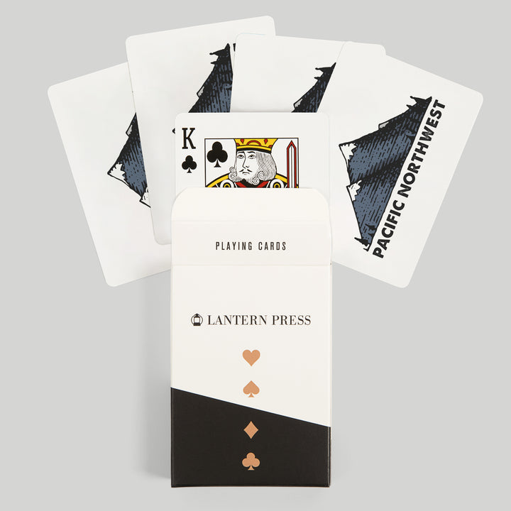 Playing Cards, Pacific Northwest, Mountains, Icon, 52 Card Deck with Jokers in Box, Unique Art