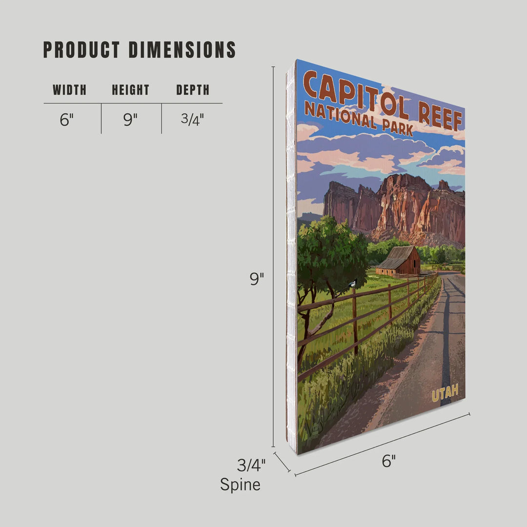 Lined 6x9 Journal, Capitol Reef National Park, Utah, Barn View, Painterly Series, Lay Flat, 193 Pages, FSC paper