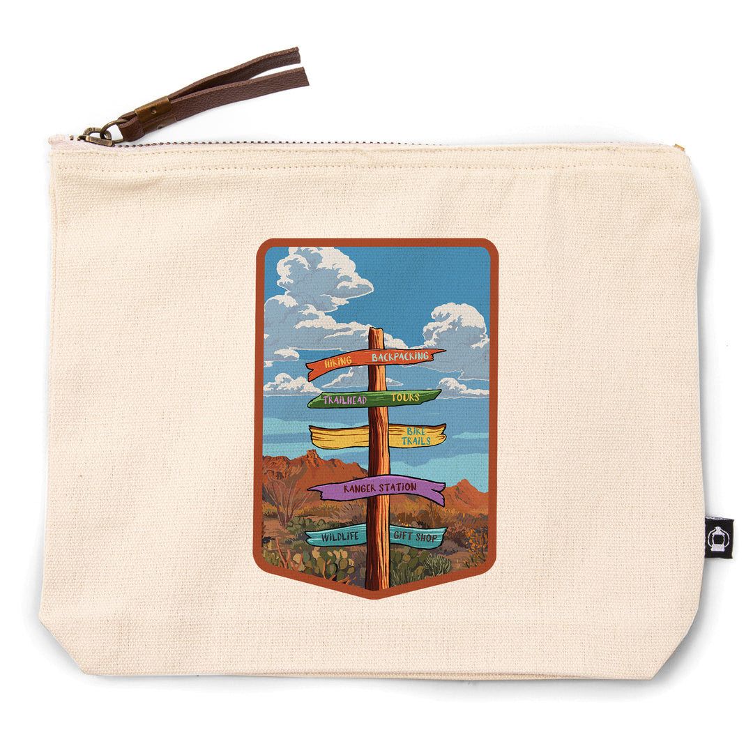 Signpost, Desert,, Organic Cotton Zipper Pouch, Go Bag