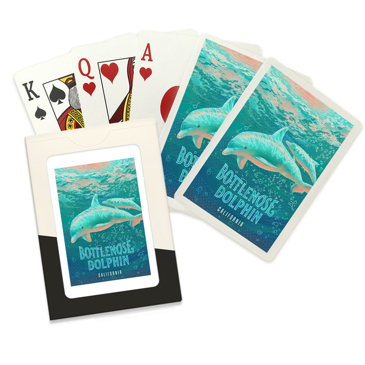 Playing Cards, California, Fluid Linework, Bottlenose Dolphin, 52 Card Deck with Jokers in Box, Unique Art
