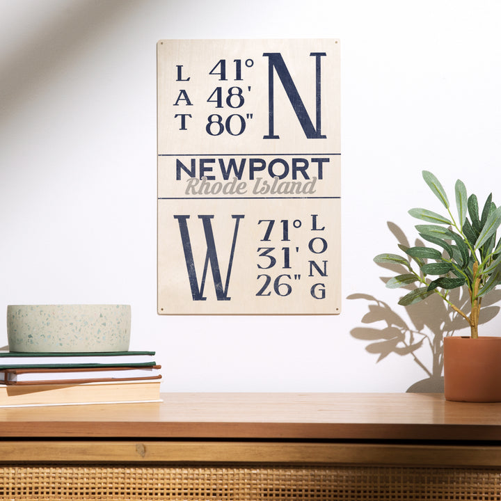 Newport, Rhode Island, Latitude and Longitude, Wood Sign and Postcards