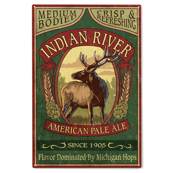 Indian River, Michigan, Elk Pale Ale Vintage Sign, Wood Sign and Postcards