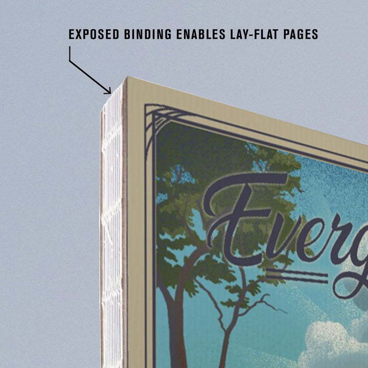Lined 6x9 Journal, Everglades National Park, Florida, Lithograph National Park Series, Lay Flat, 193 Pages, FSC paper