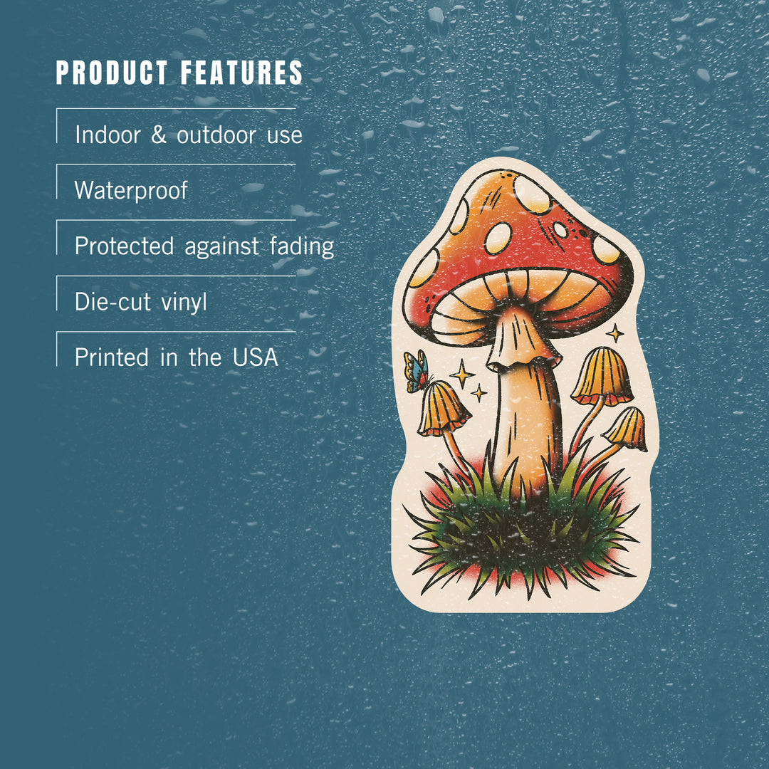 American Traditional, Mushrooms, Vinyl Sticker