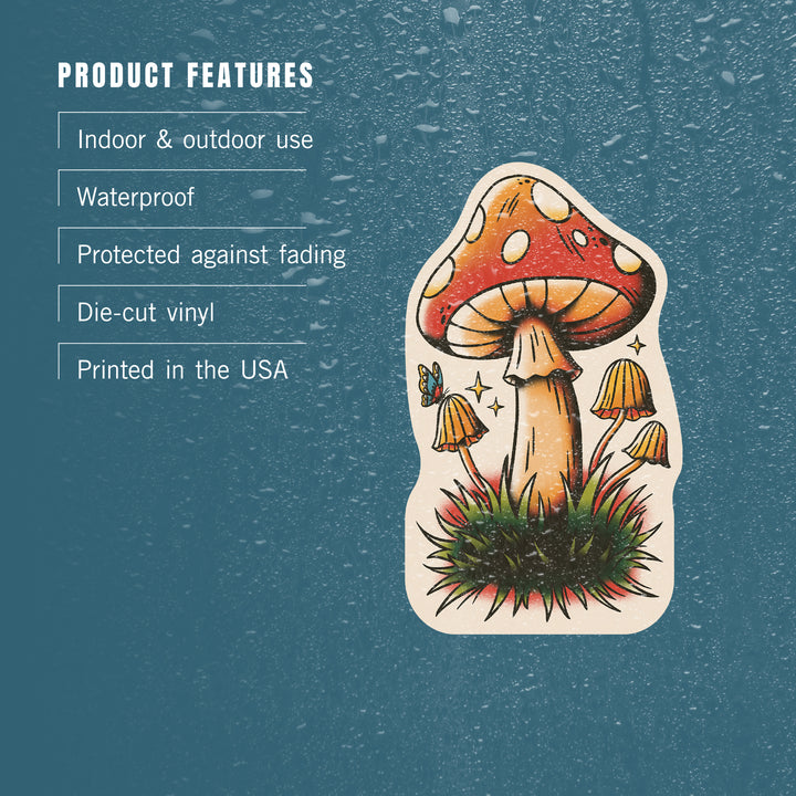 American Traditional, Mushrooms, Vinyl Sticker