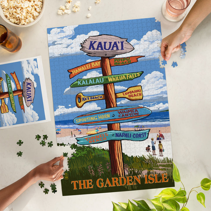 Kaua'i, Hawaii, The Garden Isle Destination Signpost, Jigsaw Puzzle