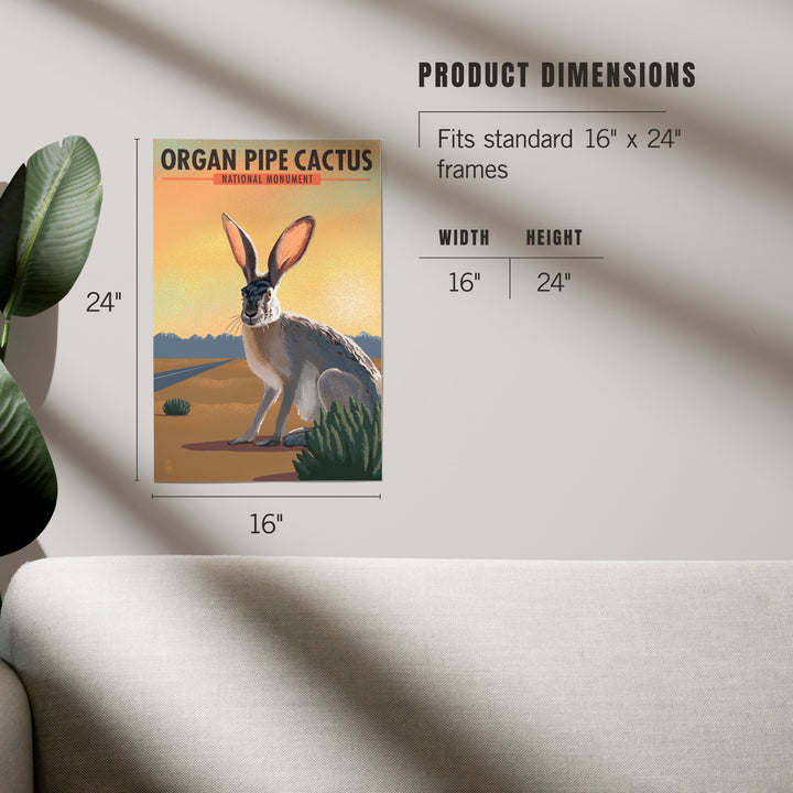Organ Pipe Cactus National Monument, Arizona, Jackrabbit, Lithograph, Art & Giclee Prints