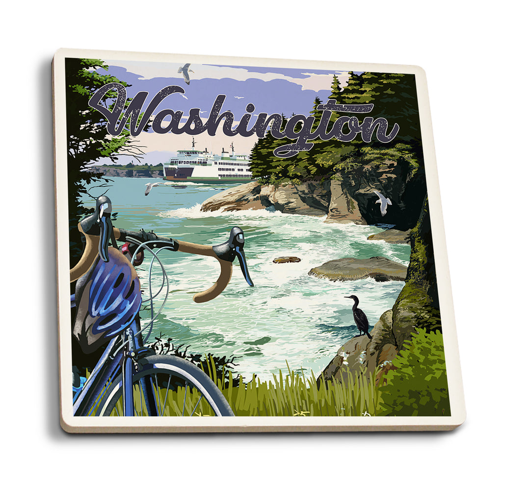 Washington, Bike Ride and Ferry, Coaster Set
