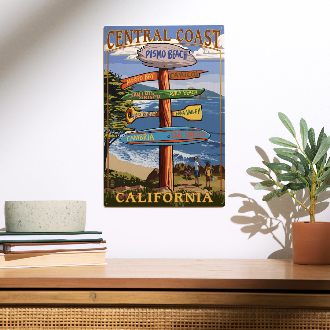 Central Coast, California, Destination Signpost, Wood Sign and Postcards