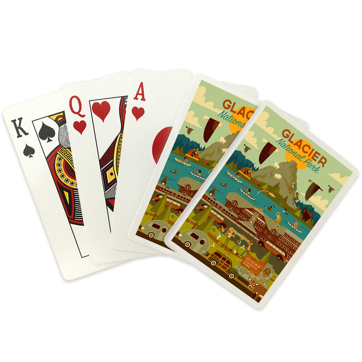 Playing Cards, Glacier National Park, Montana, Geometric National Park Series, 52 Card Deck with Jokers in Box, Unique Art
