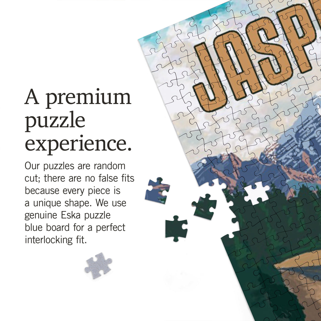 Jasper, Banff, Canada, Canadian Rockies, Bears and Camper Van, Painterly, Jigsaw Puzzle
