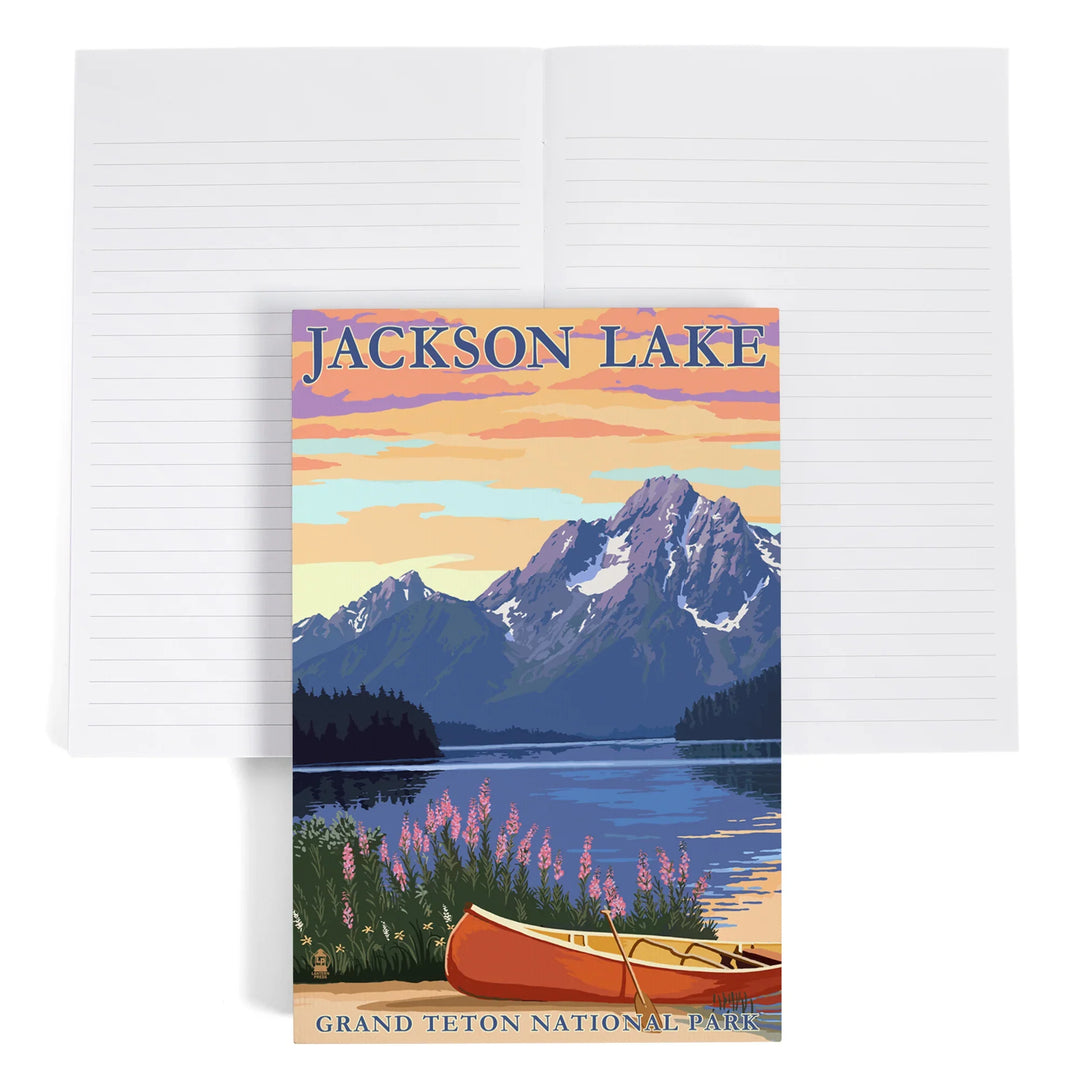 Lined 6x9 Journal, Grand Teton National Park, Wyoming, Jackson Lake, Lay Flat, 193 Pages, FSC paper