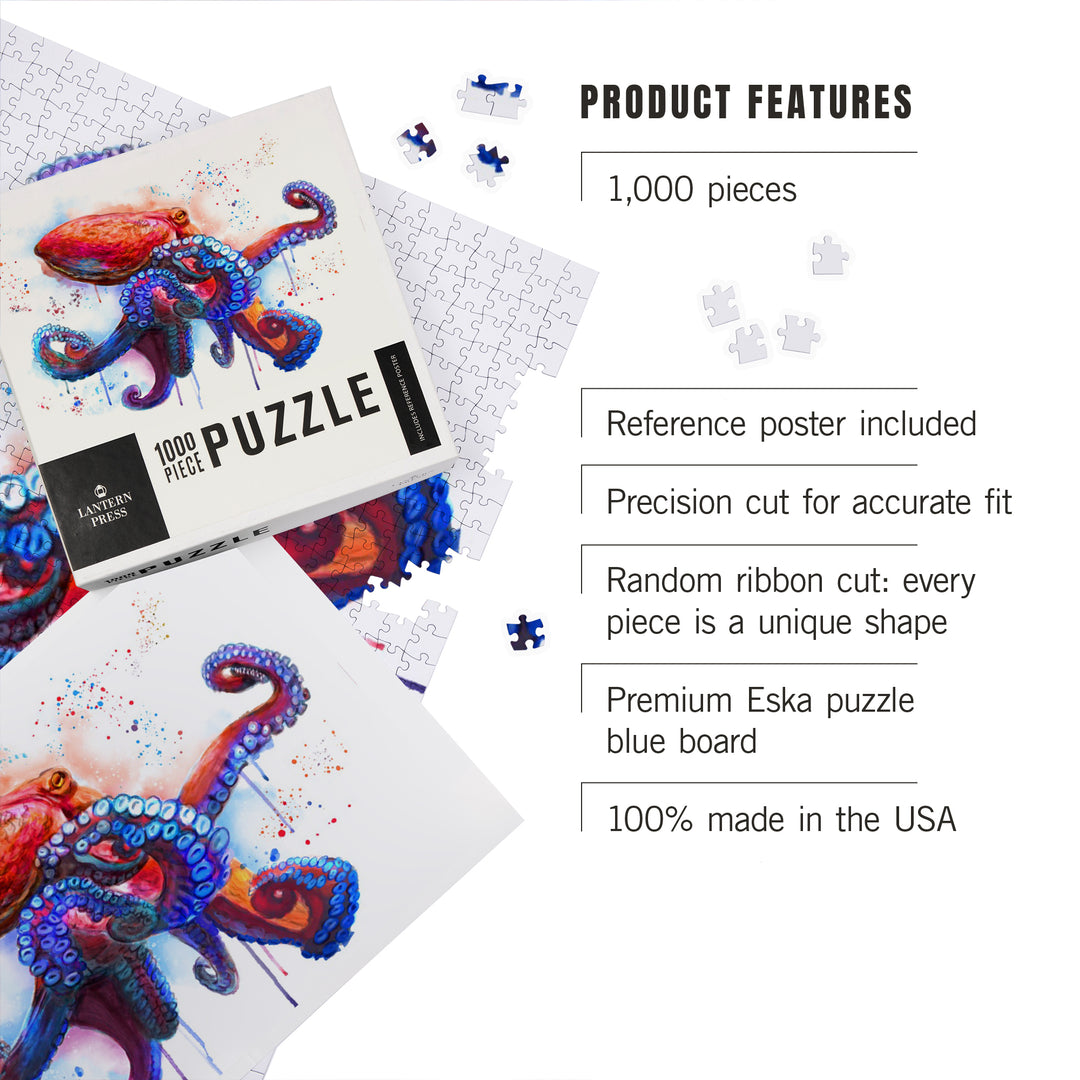 Octopus, Watercolor, 1000 Piece Jigsaw Puzzle