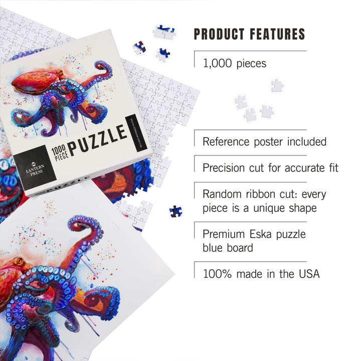 Octopus, Watercolor, 1000 Piece Jigsaw Puzzle