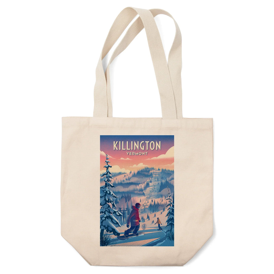 Killington, Vermont, Shred the Gnar, Snowboarding, Tote Bag