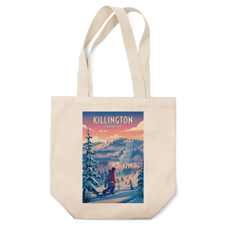 Killington, Vermont, Shred the Gnar, Snowboarding, Tote Bag