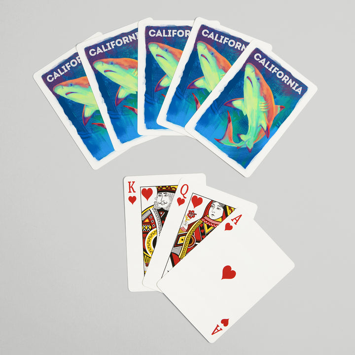 Playing Cards, California, Vivid, Blacktip Shark, 52 Card Deck with Jokers in Box, Unique Art