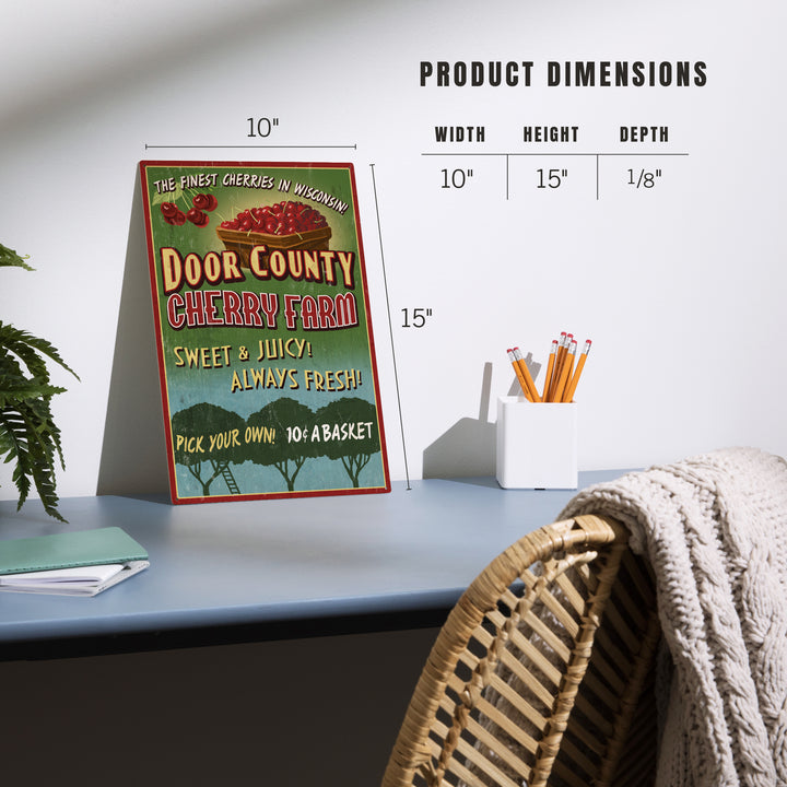 Door County, Wisconsin Cherry Sign, Wood Sign and Postcards