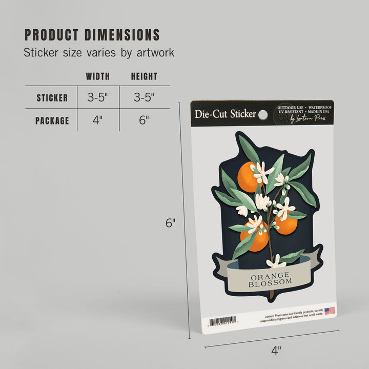Vintage Flora Noir, Orange Blossom, Vinyl Sticker