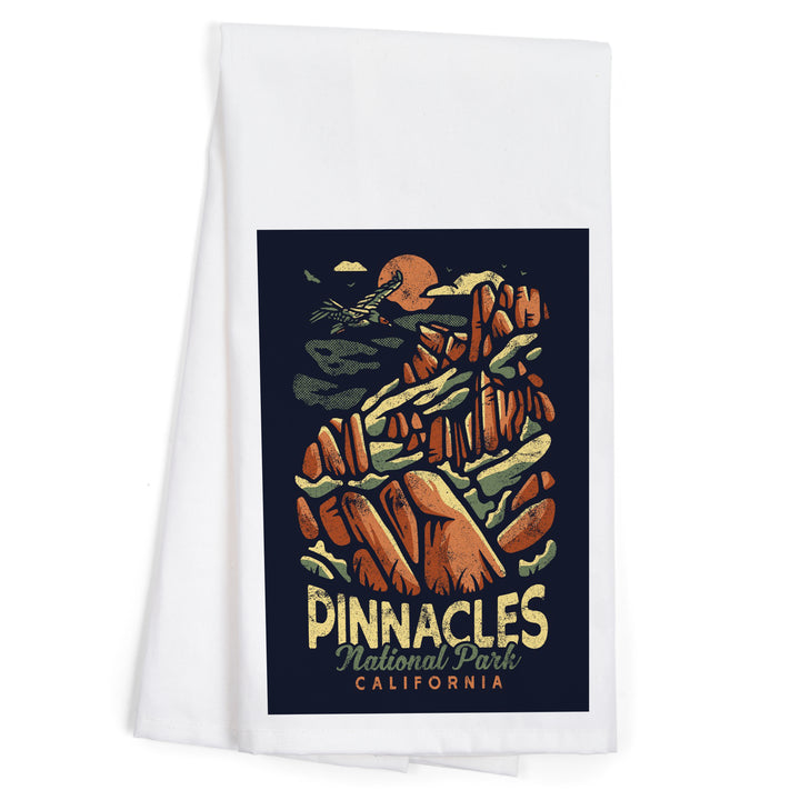 Pinnacles National Park, Distressed Vector, Organic Cotton Kitchen Tea Towels