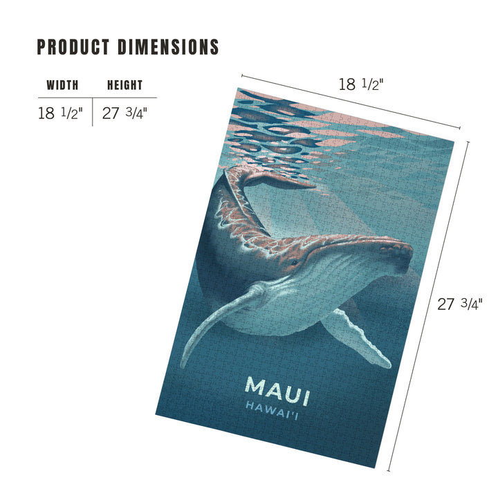 Maui, Hawaii, Lithograph, Humpback Whale, 1000 Piece Jigsaw Puzzle